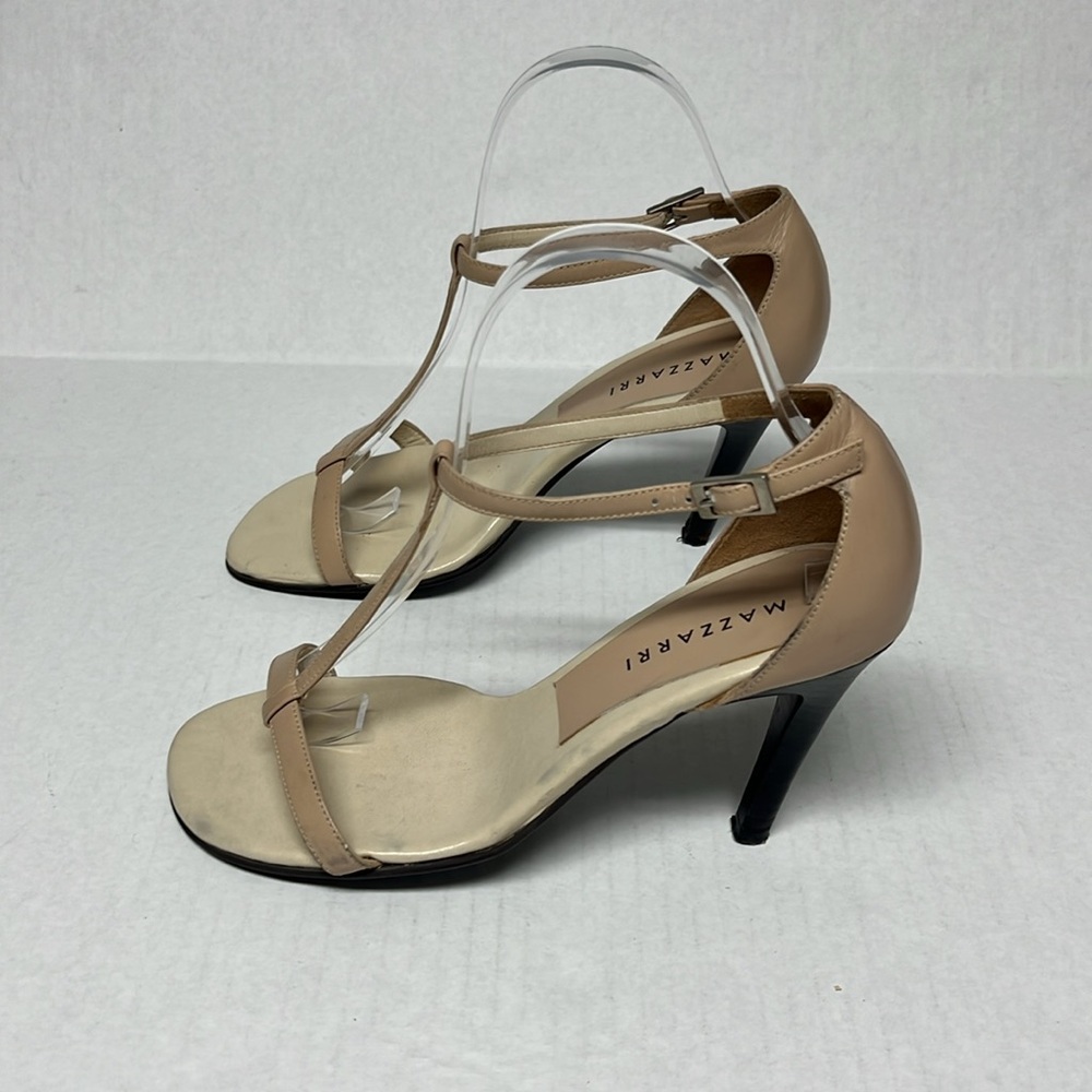 Nude square toe T-Strap leather stiletto heel Sandals 36 minimalistic capsule - Picture 7 of 15